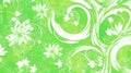 Green Textured Background with flowers and curved lines bethink type