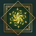 Green Thai line square art gold light design