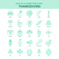 25 Green Thanksgiving Icon set