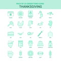 25 Green Thanksgiving Icon set