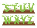 Green themed alphabets from s to z