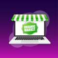 Green think organic. Organic market. Recycling icon. Vector background. Love concept Royalty Free Stock Photo