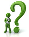 Green thinking man and question mark Royalty Free Stock Photo