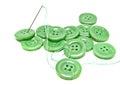 Green thread and buttons Royalty Free Stock Photo