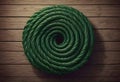 Green Thread Wound in a Circular Pattern Showcasing Soft Texture and Consistent Color, Generative AI Royalty Free Stock Photo