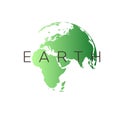 Green three-dimensional planet with gradient, earth logo icon Royalty Free Stock Photo