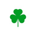 Green three leaf clover, icon on white background. Vector illustration