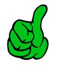 Green thumbs up hand sign