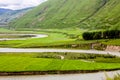 Green Tibet landscape on sunny day with color filter