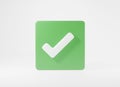 Green tick check mark symbols icon element. Yes shape button for correct sign in square approved Royalty Free Stock Photo