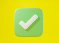 Green tick check mark symbols icon element. Yes shape button for correct sign in square approved Royalty Free Stock Photo