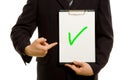 Green tick on clipboard Royalty Free Stock Photo