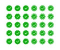 Green tick icon set. Profile verification icons. Selection, control, check. Vector illustration