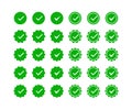 Green tick icon set. Profile verification icons. Selection, control, check. Vector illustration