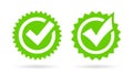 Green tick icons set, vector illustration