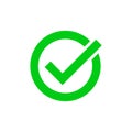 Green tick marker checkmark vector circle icon