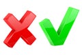 Green tick and red delete sign. Web 3d shiny icons Royalty Free Stock Photo