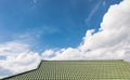 Green tile roof on a new house with blue sky Royalty Free Stock Photo