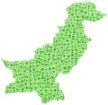 Green tiled map of Pakistan