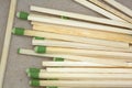 Green tipped large kitchen matches in box Royalty Free Stock Photo