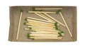 Green tipped large kitchen matches in box Royalty Free Stock Photo