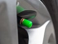 A green tire valve caps