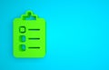 Green To do list or planning icon isolated on blue background. Minimalism concept. 3D render illustration Royalty Free Stock Photo