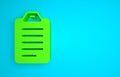 Green To do list or planning icon isolated on blue background. Minimalism concept. 3D render illustration Royalty Free Stock Photo
