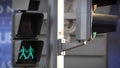 Green to red traffic LED light for pedestrians symbolizing a Gay couple in a street of Madrid