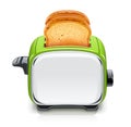 Green Toaster. Kitchen equipment for roast bread.