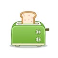 Green Toaster with Toast Bread Illustration, Breakfast Kitchen Appliance Royalty Free Stock Photo