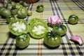 Green tomatoes on the table