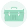 Green toolbox illustration, hand-drawn style on a light green circle Royalty Free Stock Photo