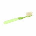 Green toothbrush icon, cartoon style