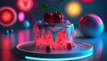 Neon light Cherry cake