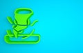 Green Tornado icon isolated on blue background. Cyclone, whirlwind, storm funnel, hurricane wind or twister weather icon Royalty Free Stock Photo