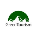Green Tourism. Half circle mountain icon logo concept design template Royalty Free Stock Photo