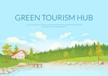 Green tourism hub poster flat vector template Royalty Free Stock Photo