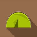 Green touristic camping tent icon, flat style