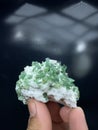 Green tourmaline bunch on matric minerals specimen from Afghanistan Royalty Free Stock Photo