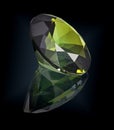 Green tourmaline gem stone isolated on black