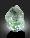 Green tourmaline on quartz specimen from Afghanistan Royalty Free Stock Photo