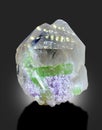 Green tourmaline on quartz specimen from Afghanistan Royalty Free Stock Photo