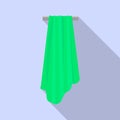 Green towel icon, flat style