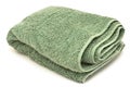 Green towel, isolated on white background Royalty Free Stock Photo