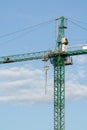 Green tower crane closeup Royalty Free Stock Photo