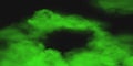 Green toxic smoke fog. Vector realistic illustration of big emerald stink poison clouds, chemical vaporwave or magic