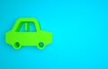 Green Toy car icon isolated on blue background. Minimalism concept. 3D render illustration Royalty Free Stock Photo