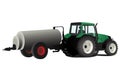 Green tractor with fertilizer