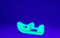 Green Traditional indian shoes icon isolated on blue background. Minimalism concept. 3d illustration 3D render Royalty Free Stock Photo